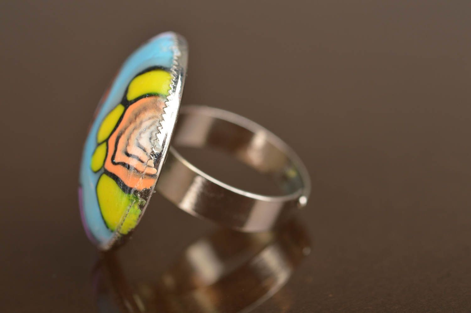 Juego de adornos de arcilla polimérica artesanal anillo y pulsera multicolores foto 1