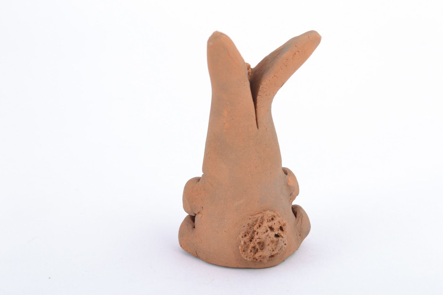 Small funny handmade ceramic figurine of rabbit coated with glaze for present photo 5