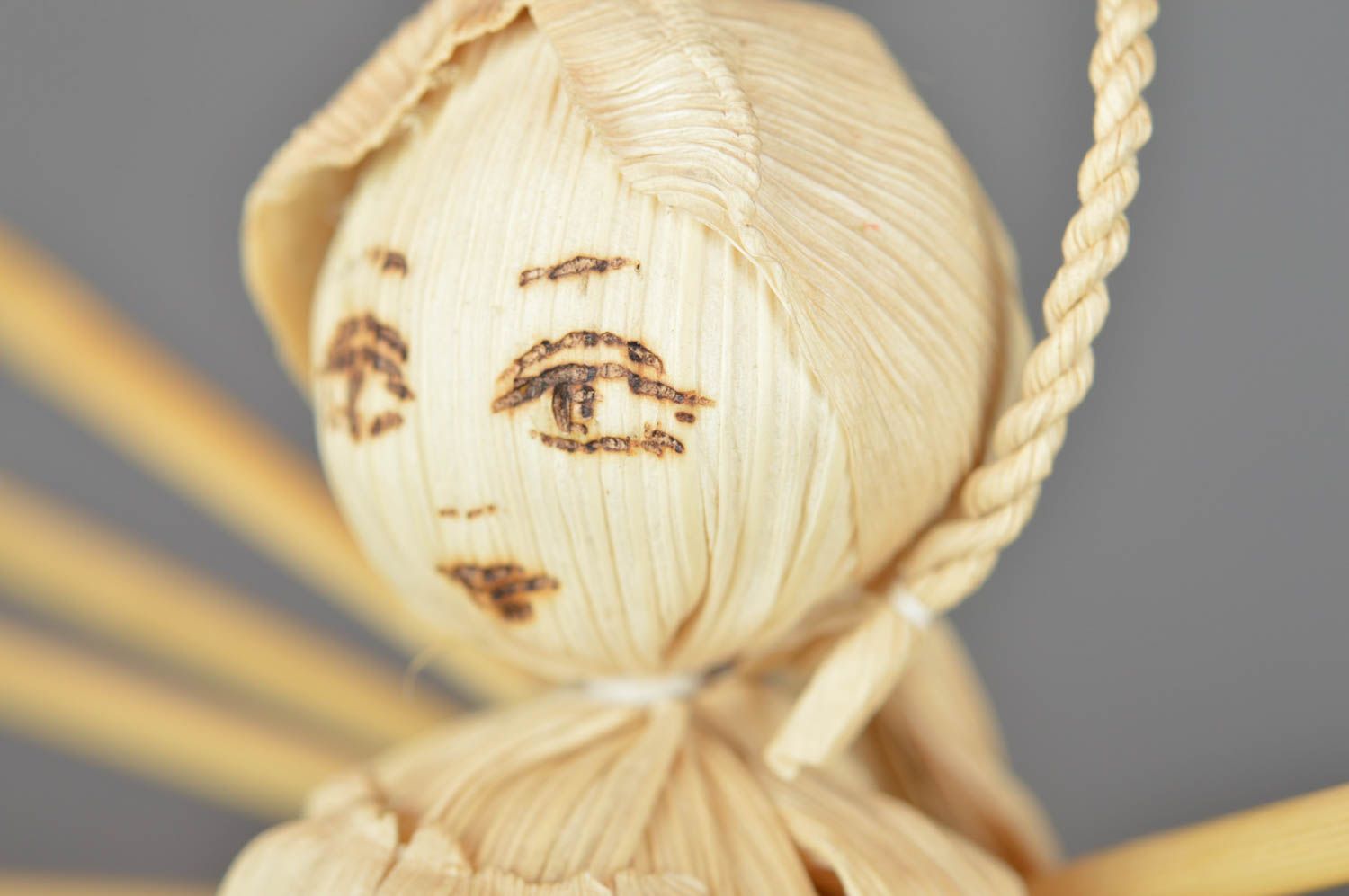Unusual beautiful handmade designer corn husk statuette folk interior doll photo 4