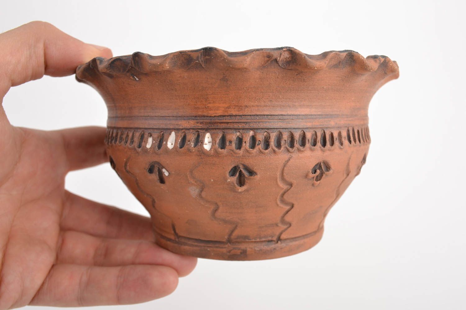 Beautiful designer homemade ceramic bowl kilned with milk 500 ml photo 2