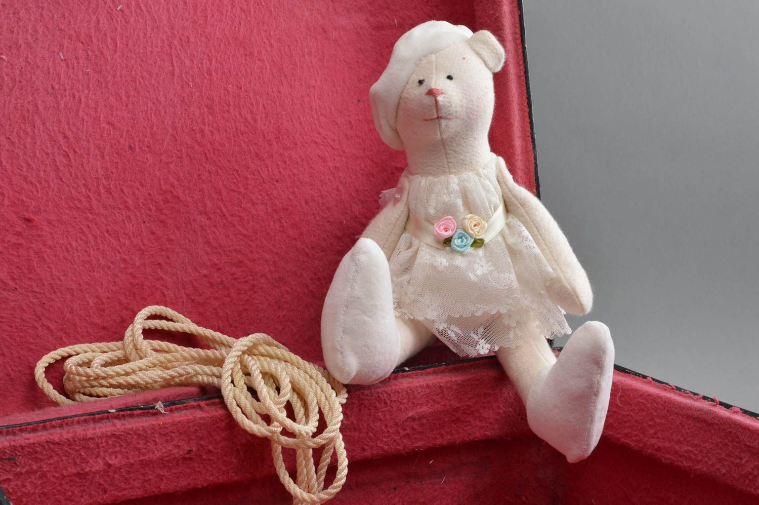 Oso de peluche artesanal juguete de tela natural regalo original para niño foto 1