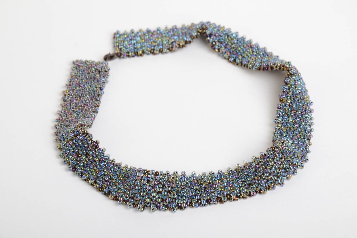 Collier perles rocaille Bijou fantaisie fait main bleu long Accessoire femme photo 2