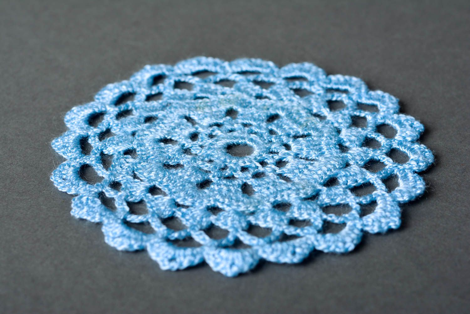 Dessous-de-plat rond fait main Dessous de tasse bleu au crochet Textile cuisine photo 5