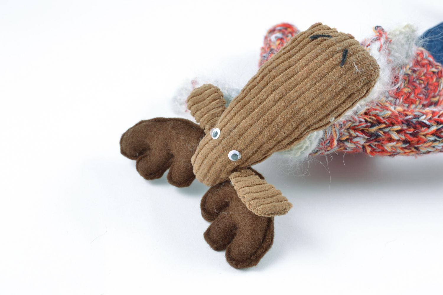 Fabric soft toy Elk in knit scarf photo 3