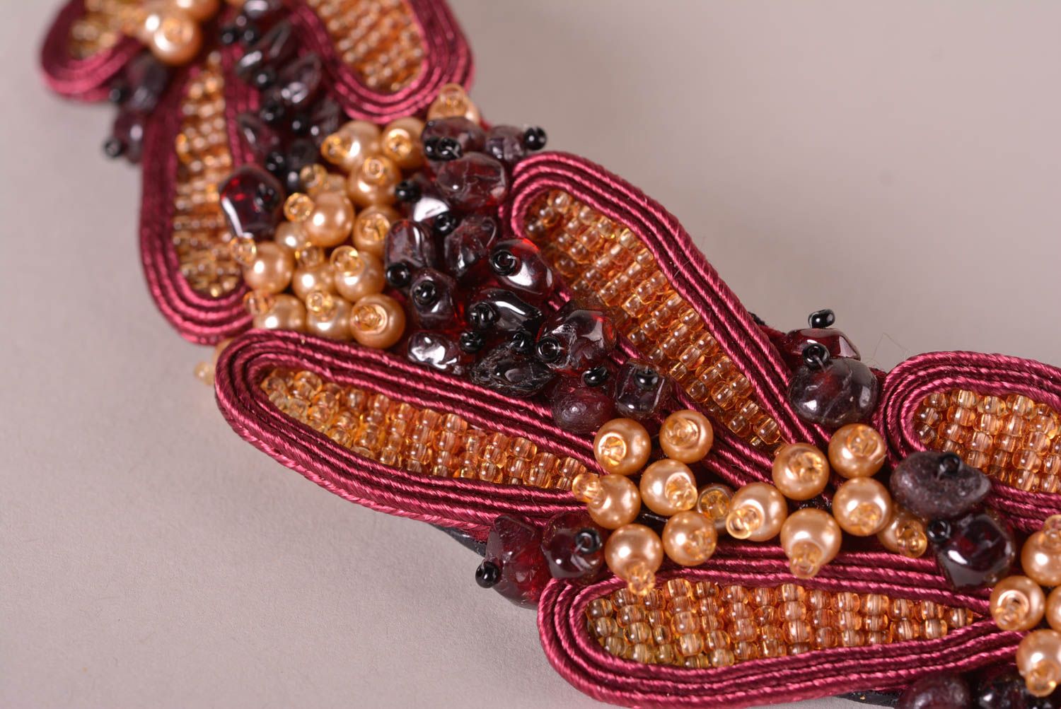 Collier textile Bijou fait main soutache tons bruns Accessoire femme cadeau photo 3