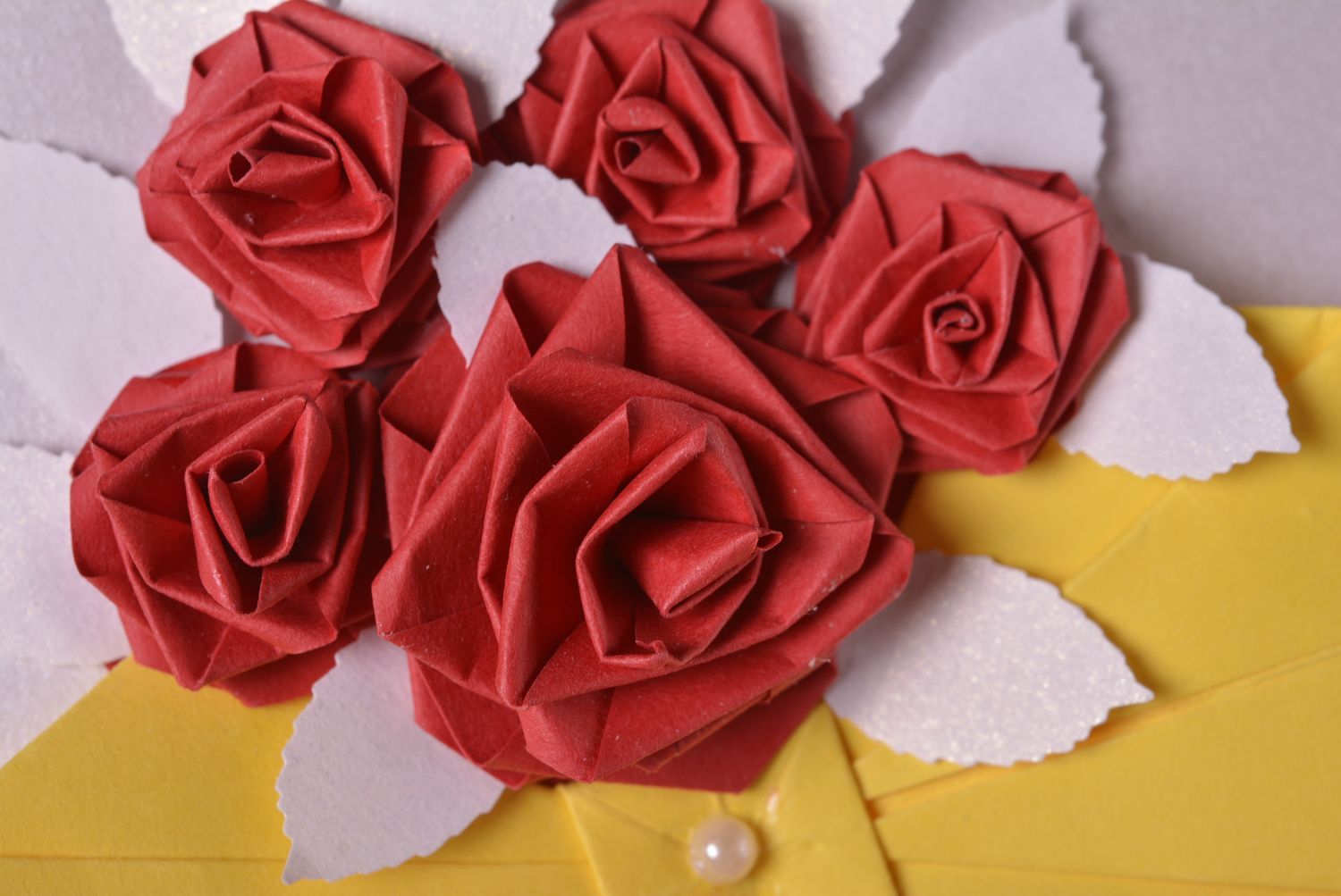 Carte de voeux fleurs rouges faite main scrapbooking quilling Cadeau femme photo 2