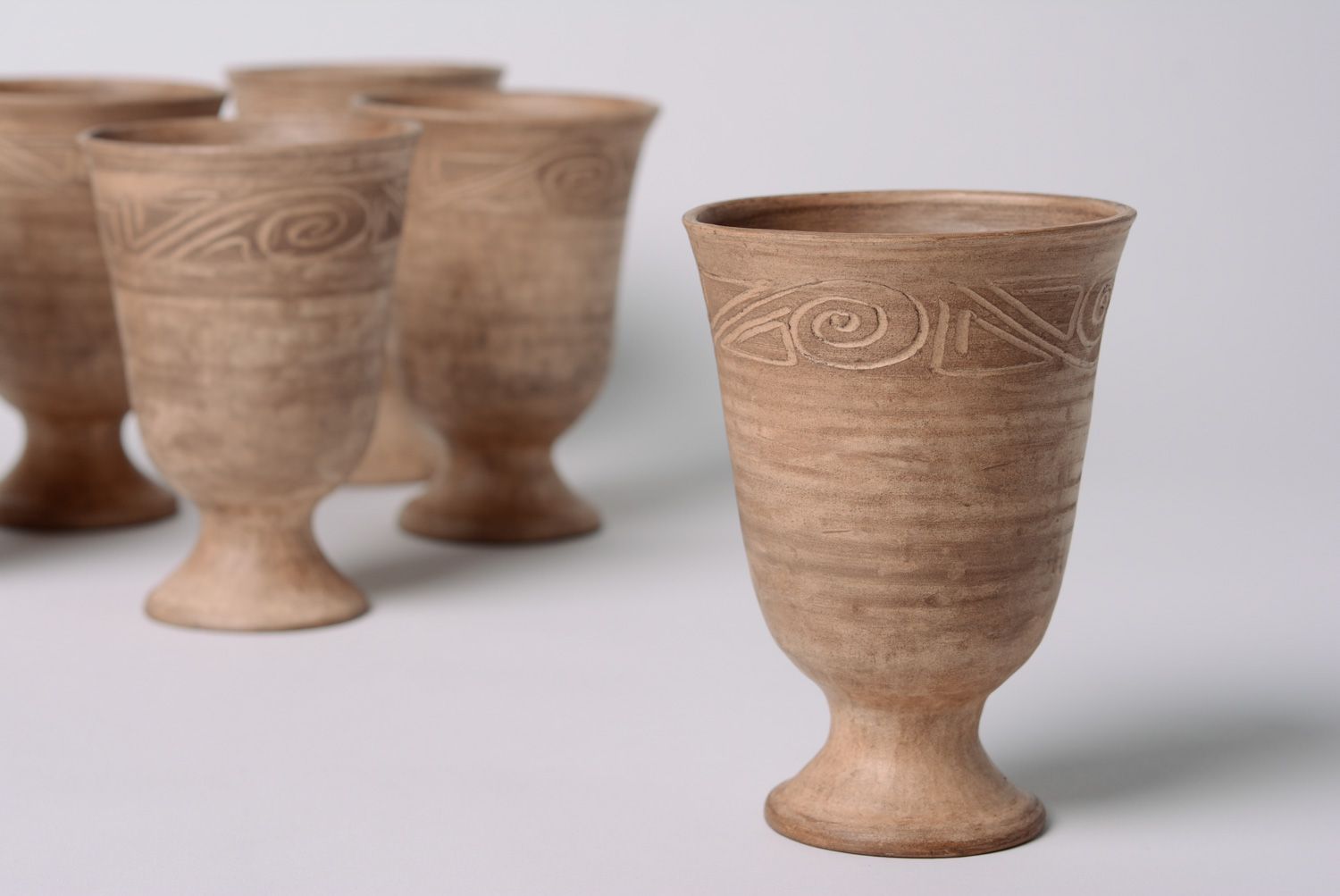 Handmade ceramic goblets kilned with milk 6 items for 400 ml drinkware set photo 2