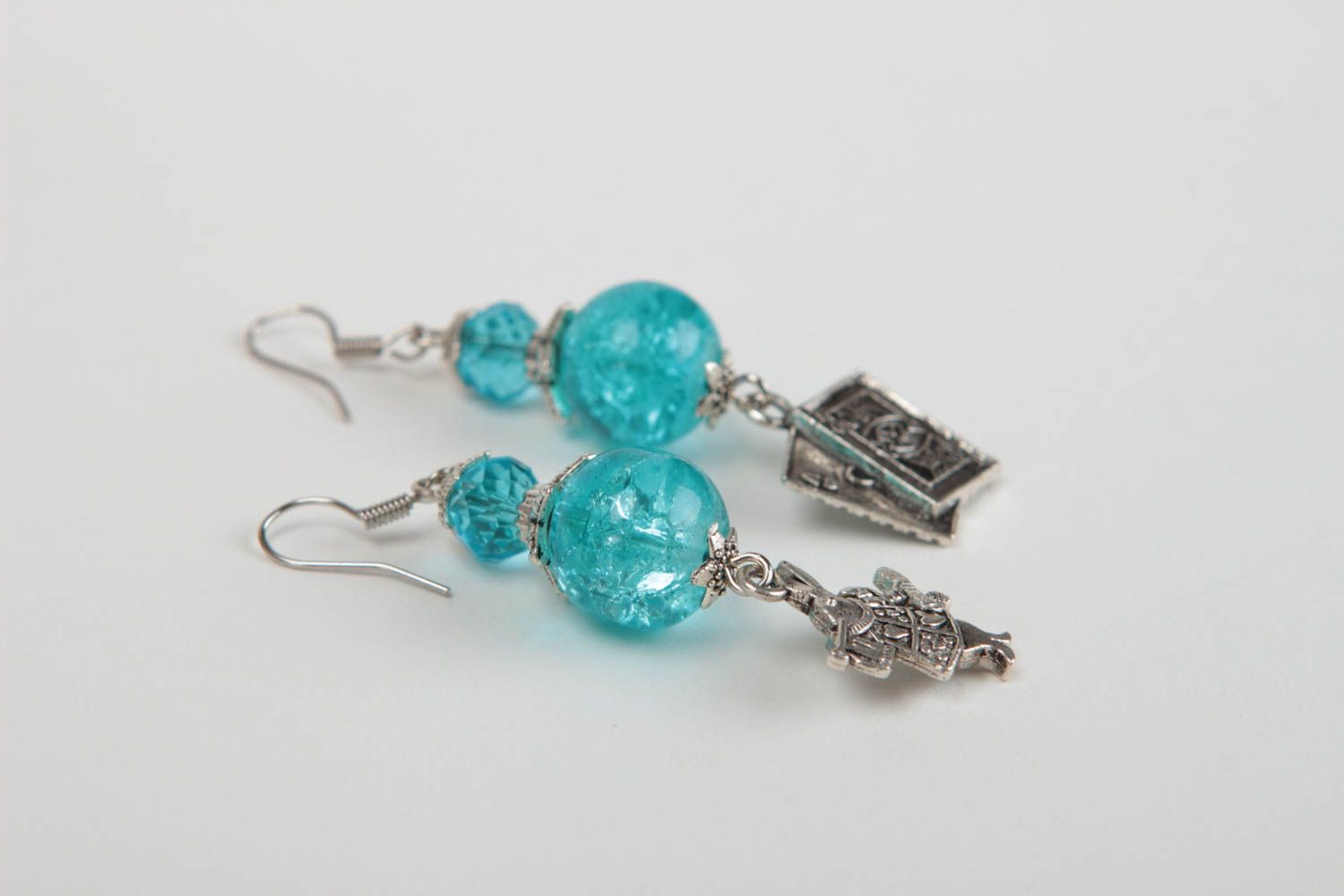 Unusual handmade metal earrings with beads crystal earrings gifts for her photo 3