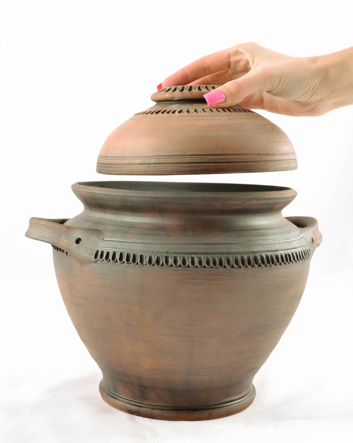 Grand pot en argile avec couvercle 6 litres photo 2