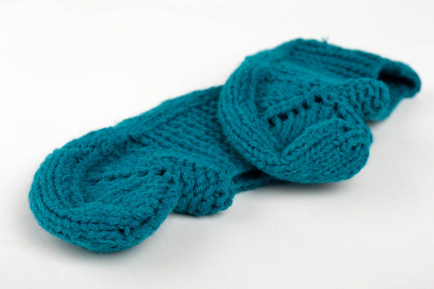 Warme Socken schöne Hausschuhe handgestrickte Socken warme Wintersocken blau foto 2