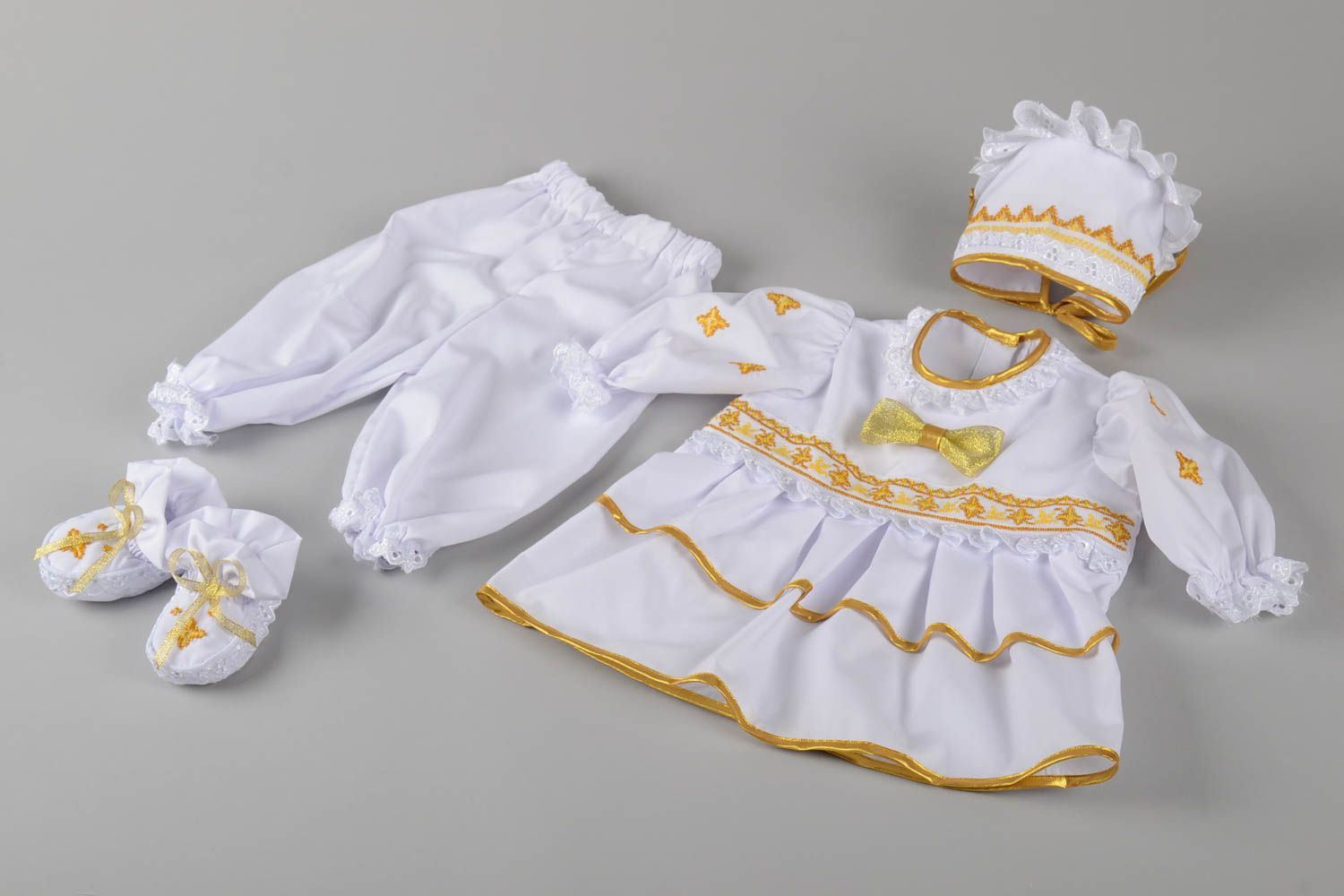 Lovely present handmade christening accessories designer set of clothes photo 4