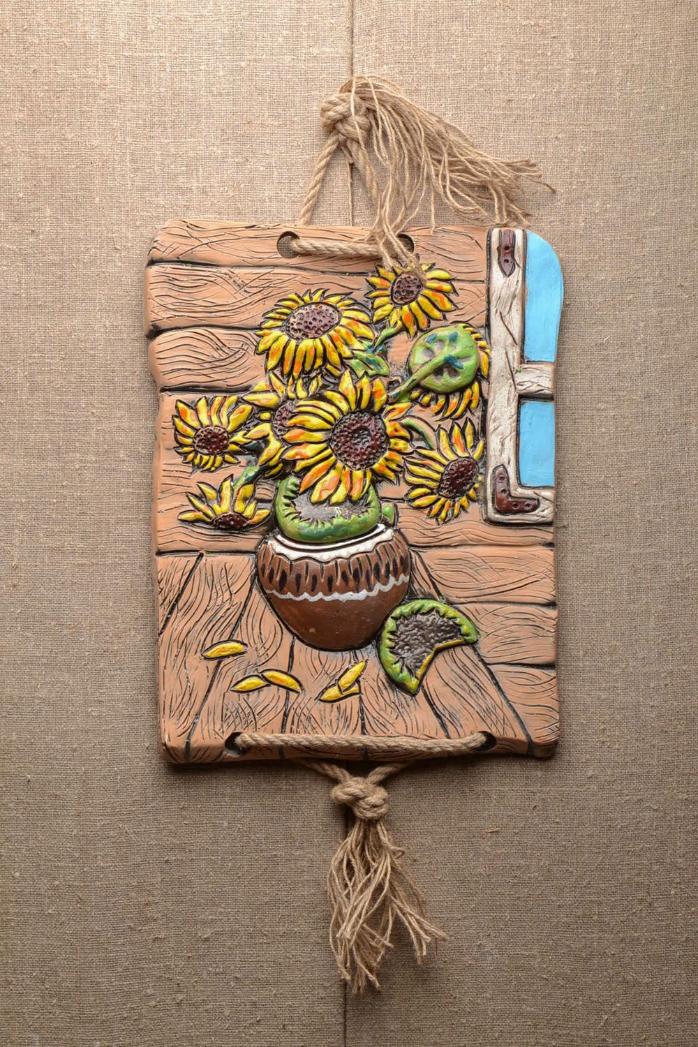 Keramik Wandbild Sonnenblumen foto 1