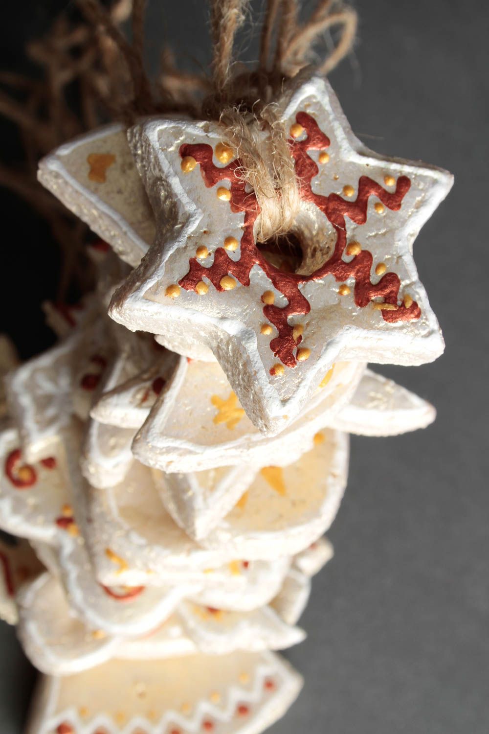 Addobbi natalizi in pasta di sale fatti a mano decorazioni da appendere 14 pezzi foto 4