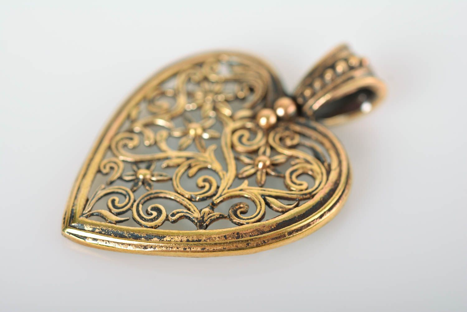 Украшение ручной работы украшение из бронзы кулон на шею сердце женский фото 3