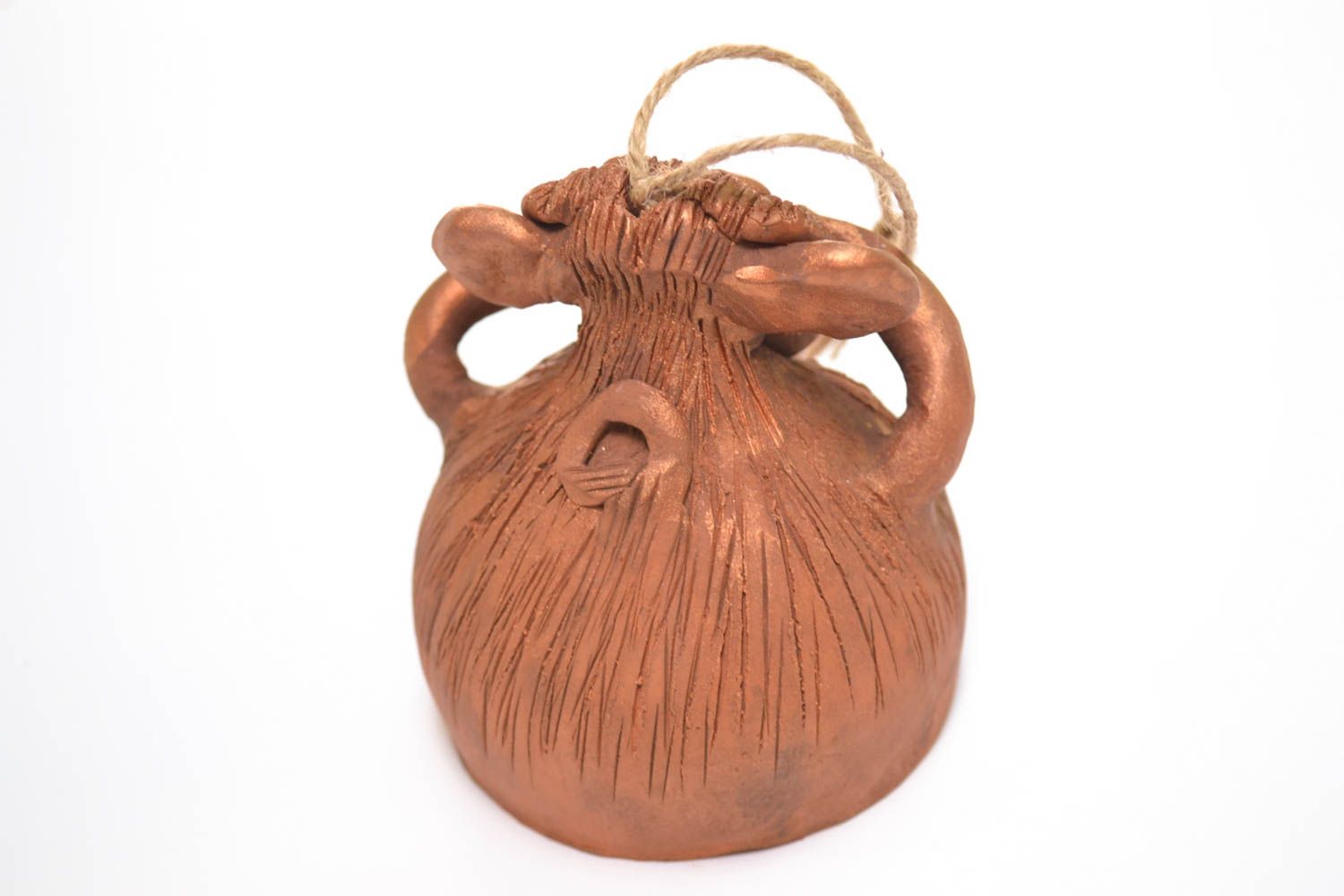 Handmade ceramic bell sculpture art miniature animals decorative use only photo 2