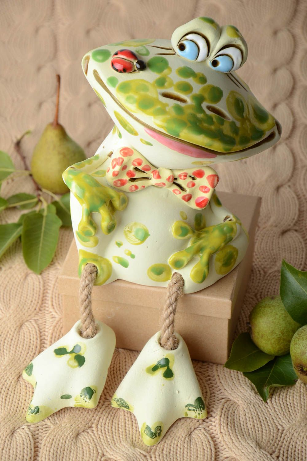 Handmade Keramik Spardose Wohnzimmer Deko Geschenk für Kind Deko Element Frosch foto 1