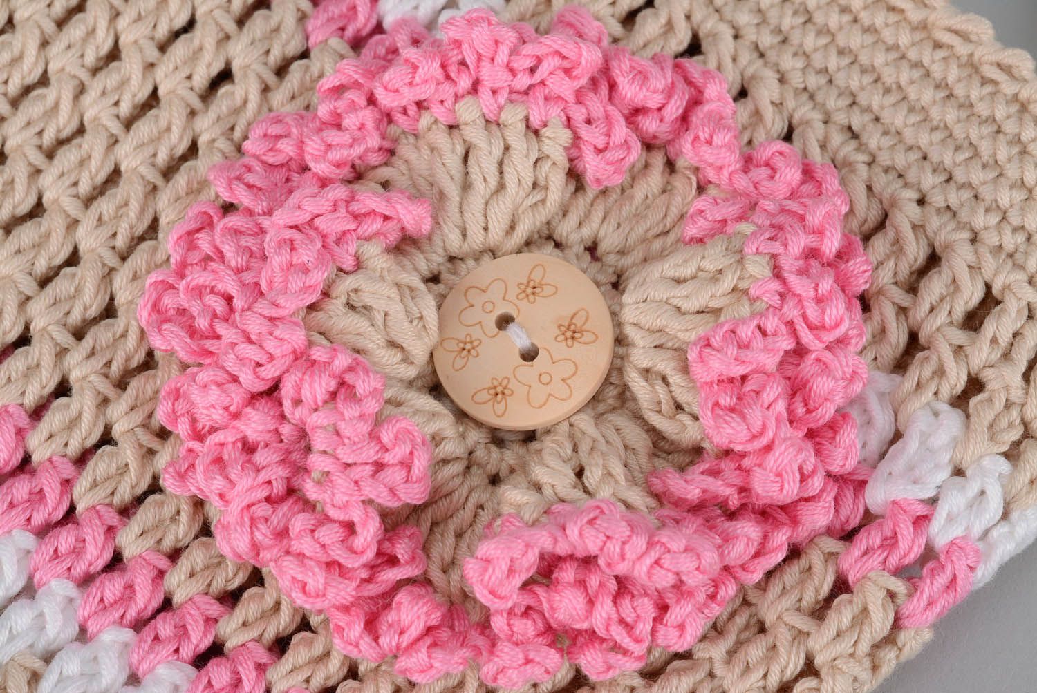 Sac beige rose tricoté pour petite fille photo 4
