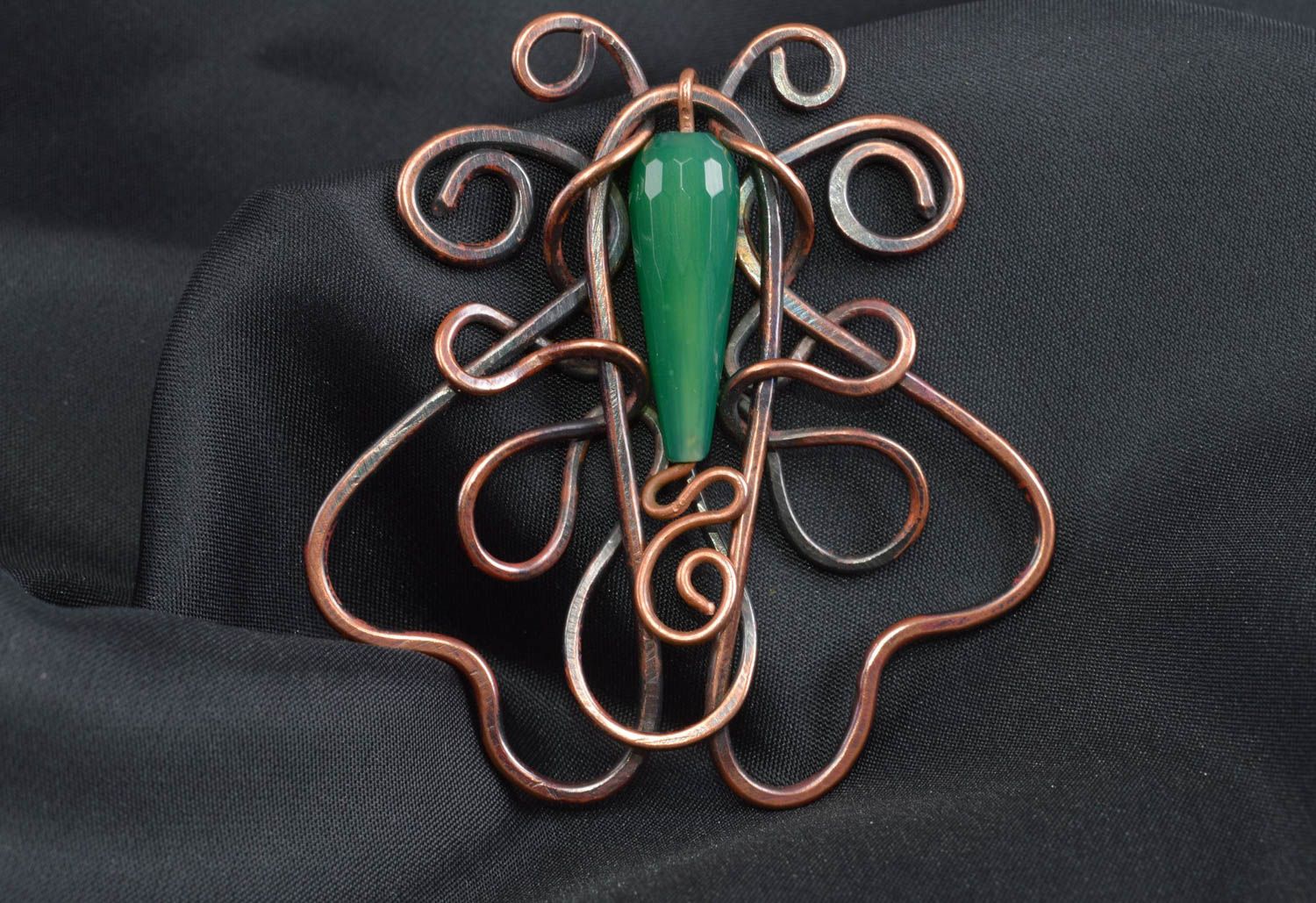 Handmade jewelry copper accessory jade green pendant copper butterfly gift ideas photo 1