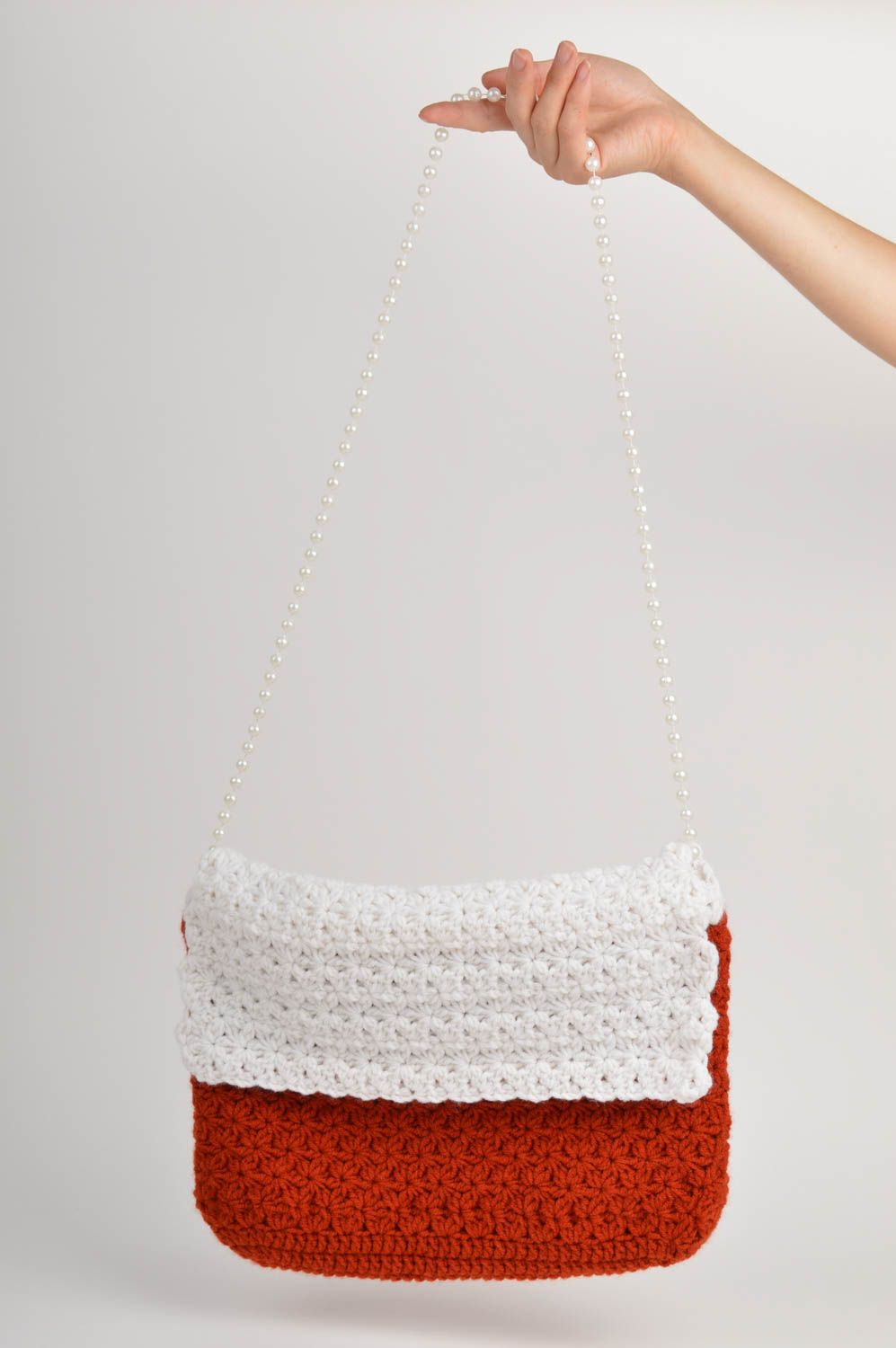 Handmade beautiful textile bag unusual crocheted bag elegant female accessory photo 2