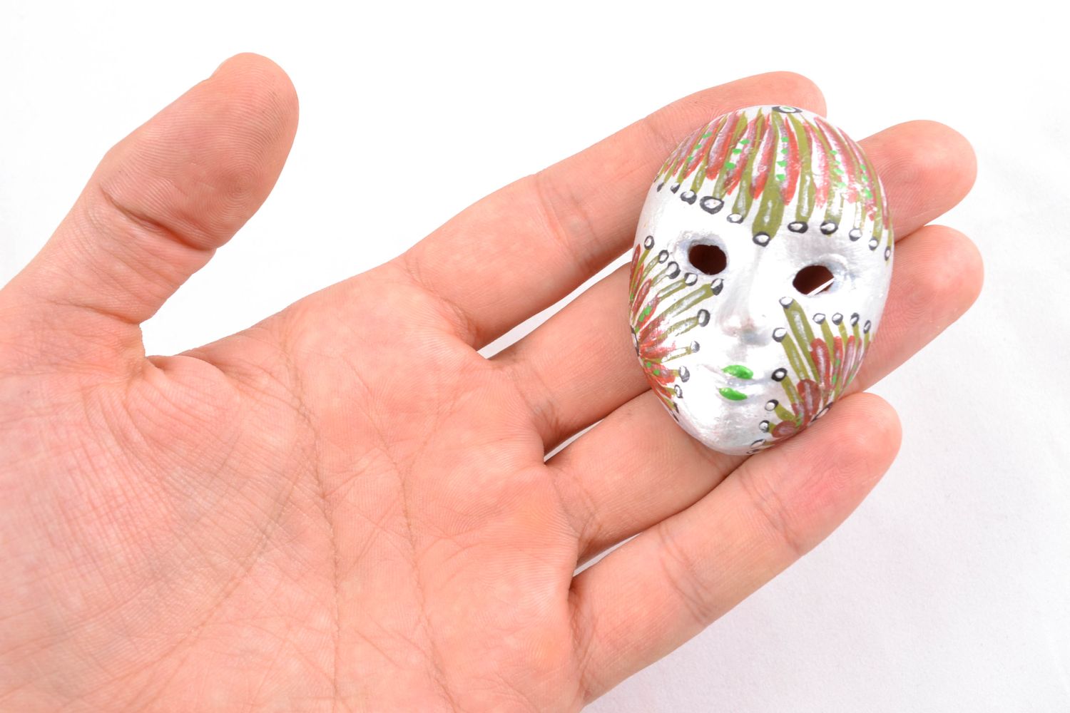 Maschera di carnevale piccola fatta a mano in ceramica decorazione da parete  foto 2