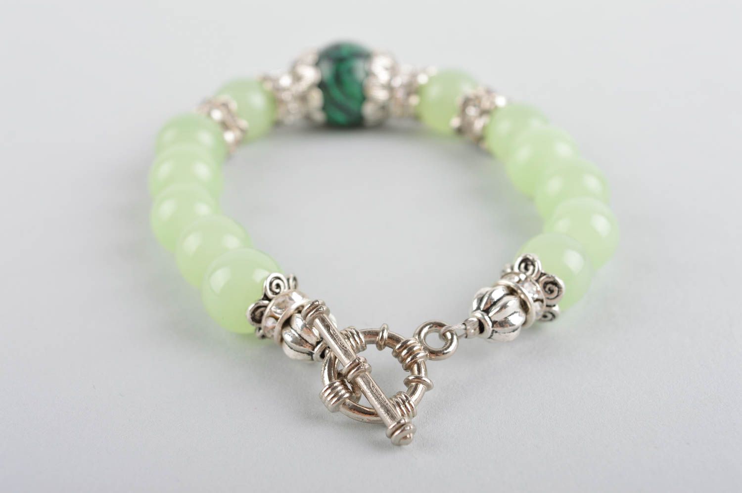 Bracelet en pierres Bijou fait main vert malachite cristaux Accessoire femme photo 3
