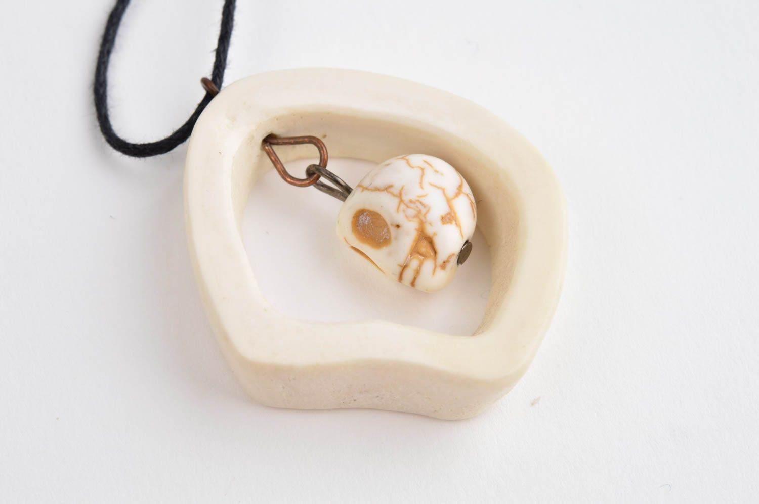 Bone accessory hand crafted unusual pendant necklace bone fashion jewelry photo 4