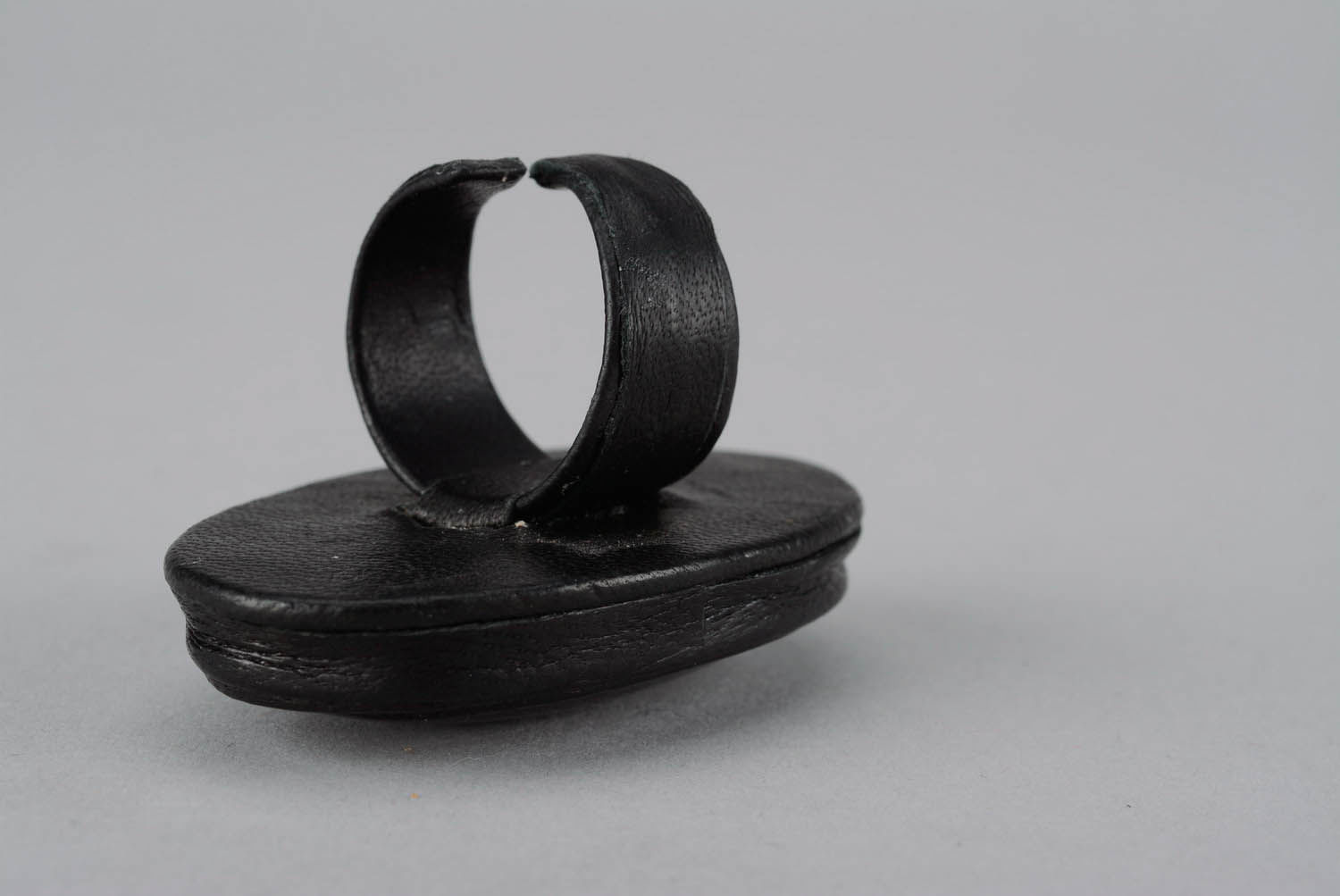 Ring made of leather and cow horn photo 2
