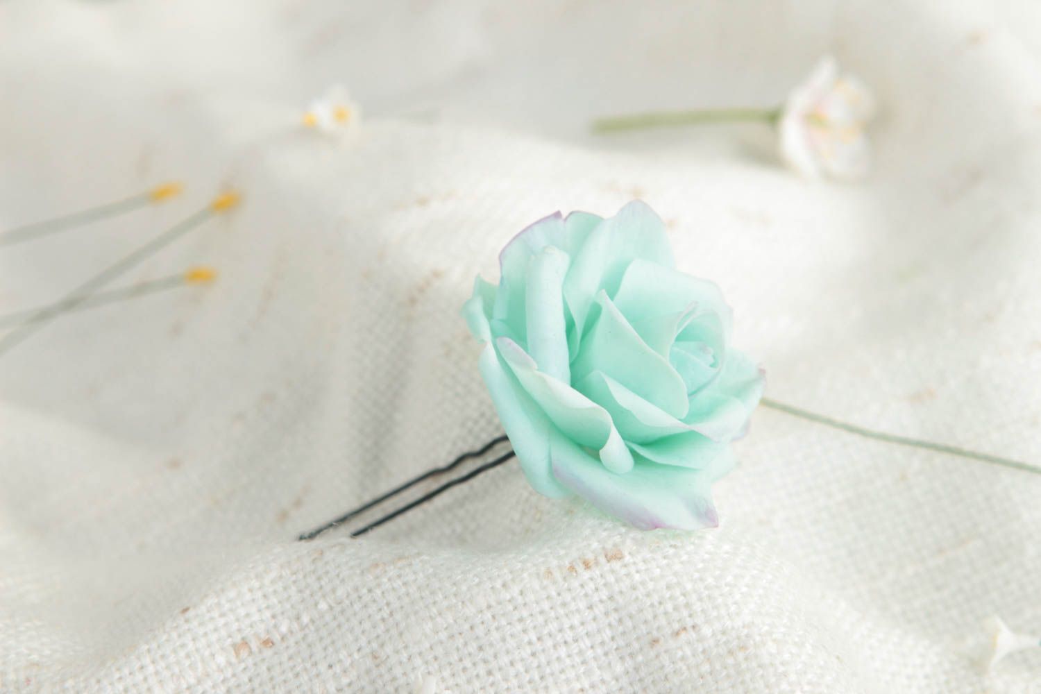 Horquilla con flor artesanal complemento para peinado regalo original para chica foto 1
