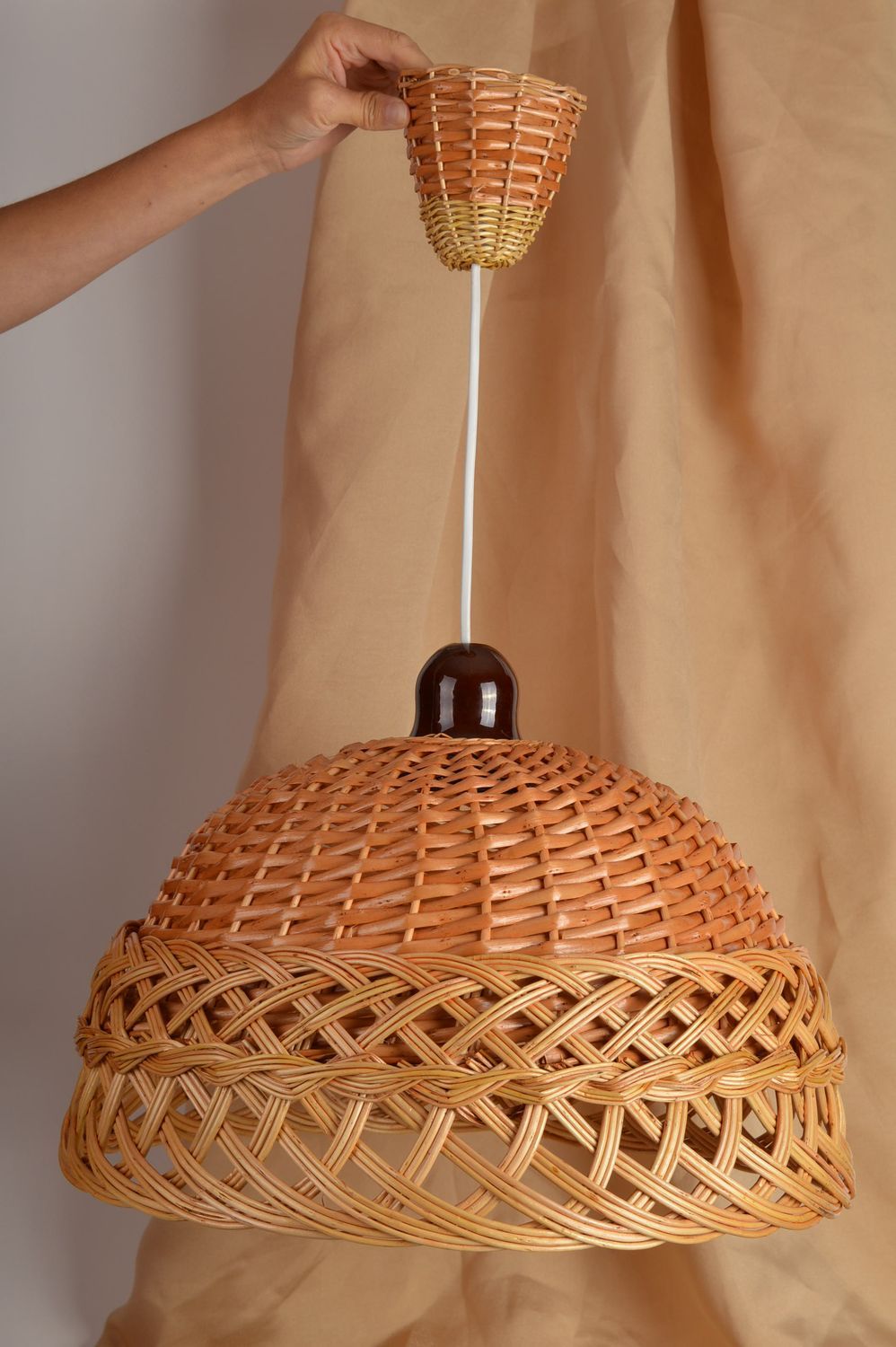 Плетеная люстра ручной работы потолочный светильник люстра для кухни красивая фото 1