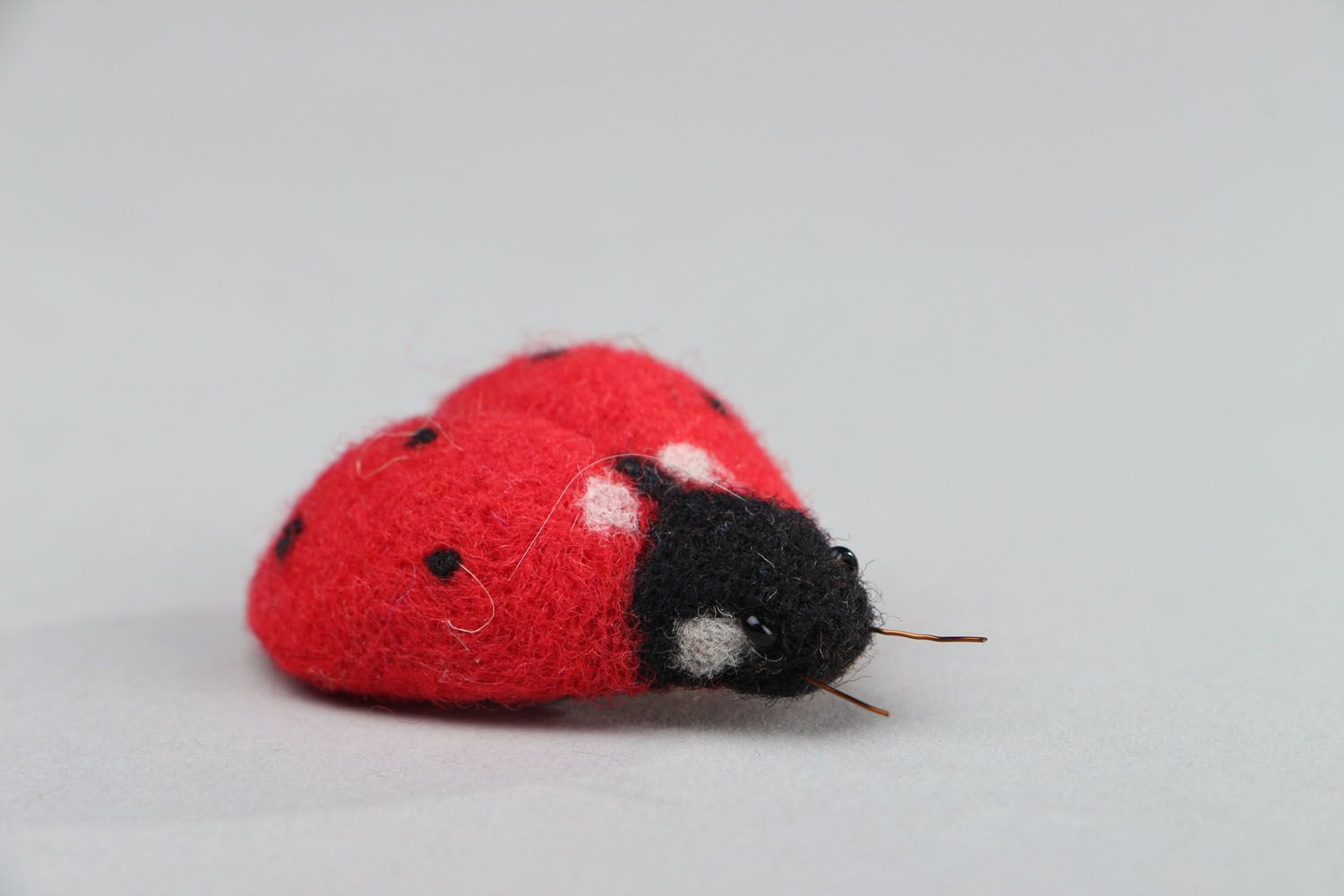 Woolen brooch made using needle felting technique Ladybird photo 2