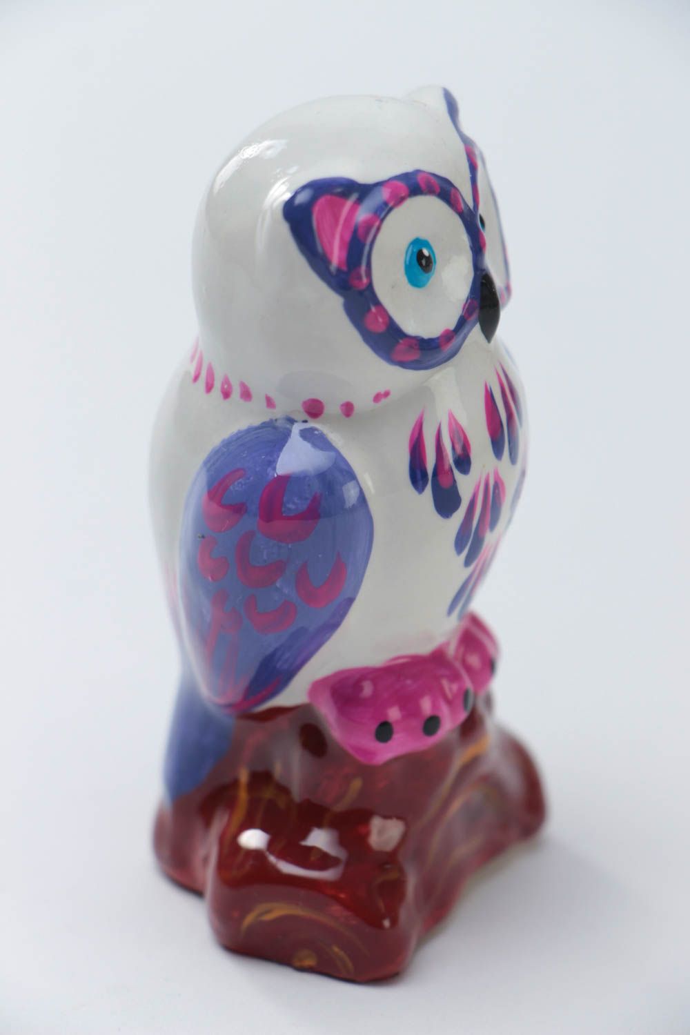 Beautiful painted handmade molded plaster statuette Owl for home decor photo 3
