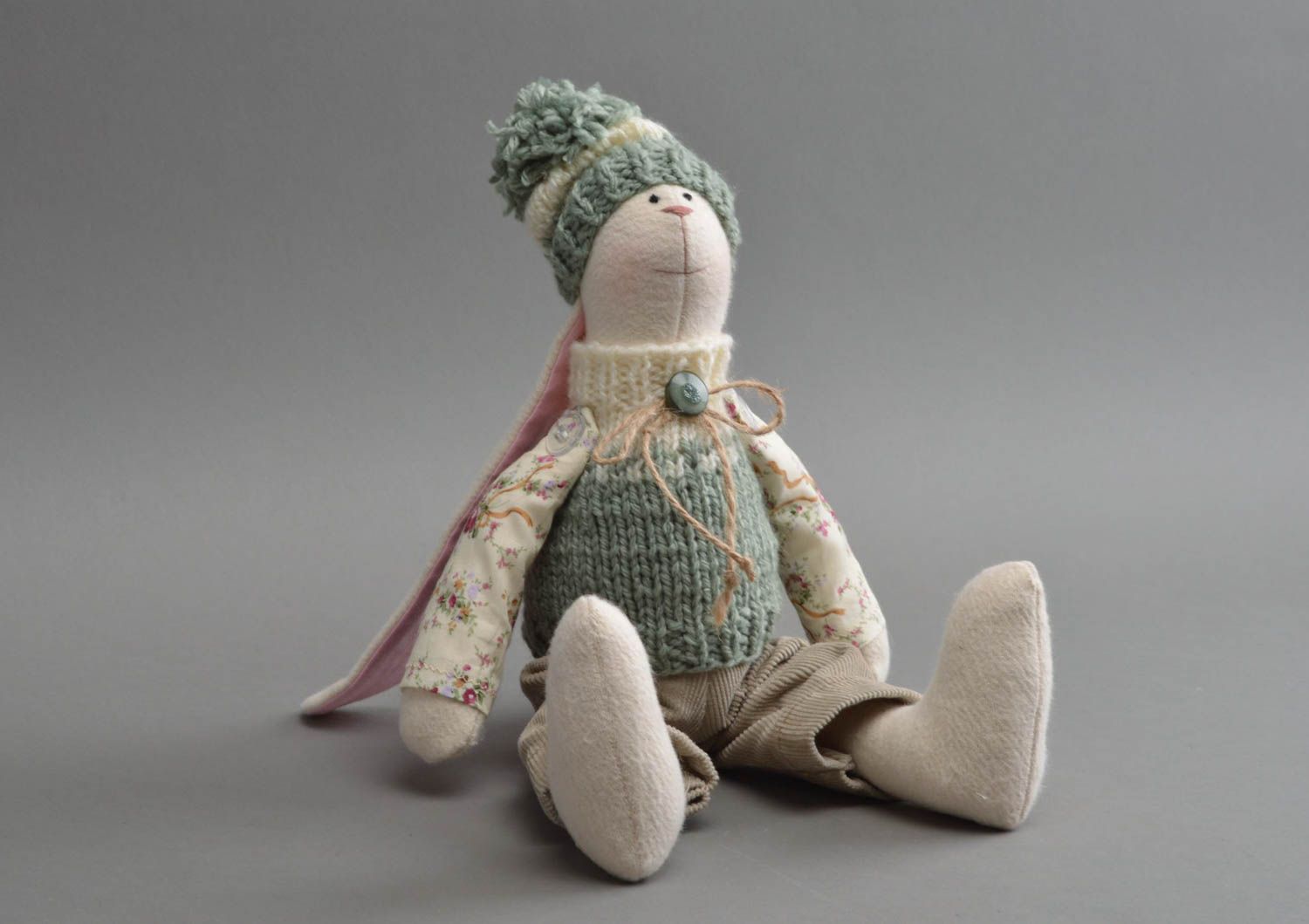 Peluche lapin fait main Jouet pour enfant Cadeau original matériaux naturels photo 4