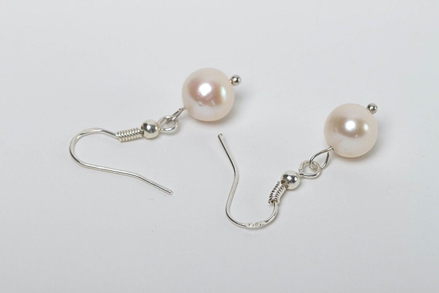 Handmade earrings with pearls earrings with charms designer accessories photo 4
