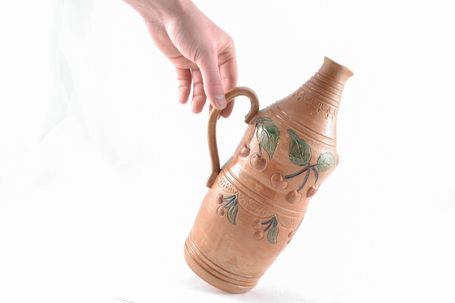 30 oz handmade ceramic terracotta wine bottle for home décor 3 lb photo 4