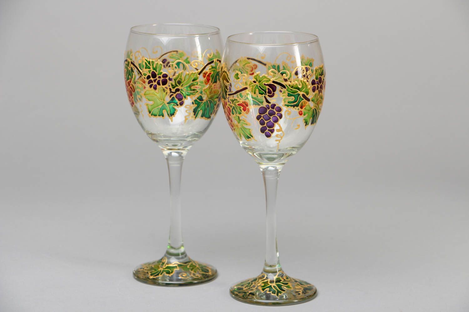 Праздничные бокалы стеклянные 4 штуки Виноградная лоза фото 1