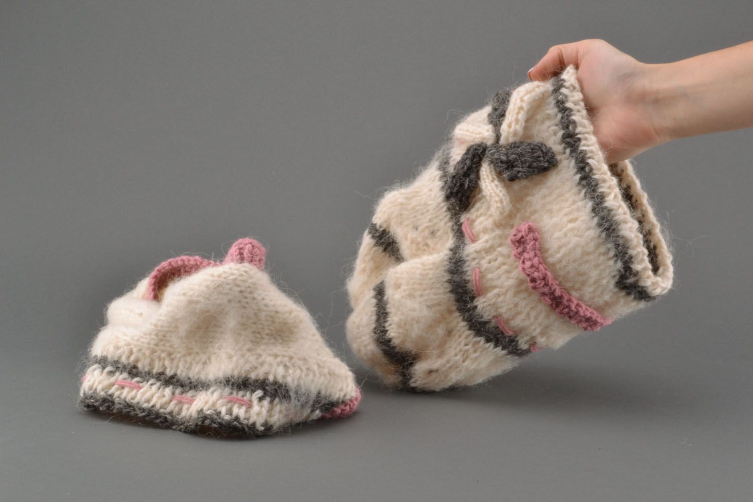 Gorro e cachecol de lã feitos à mão  foto 5