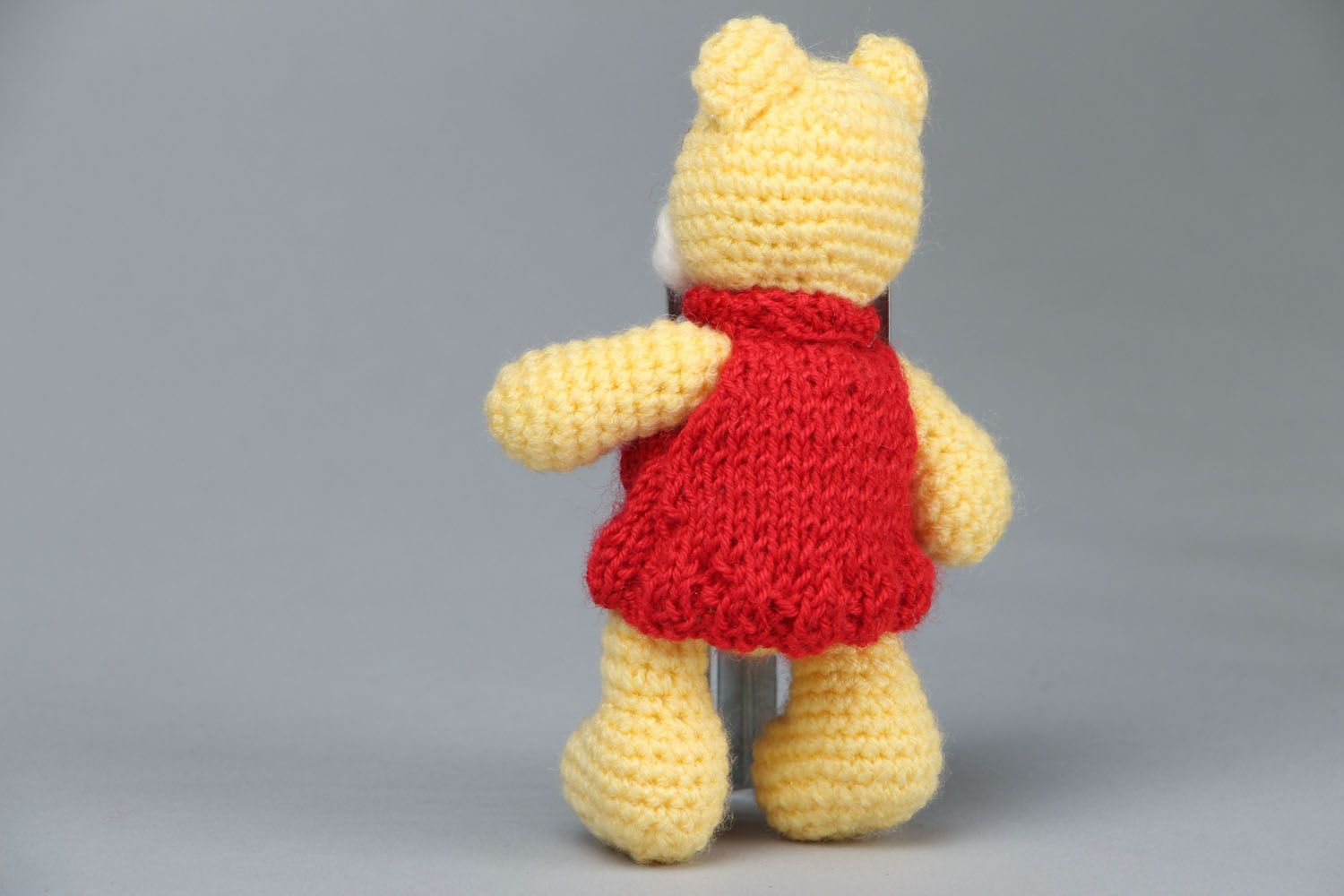 Crocheted soft toy Bear in Red Dress photo 3