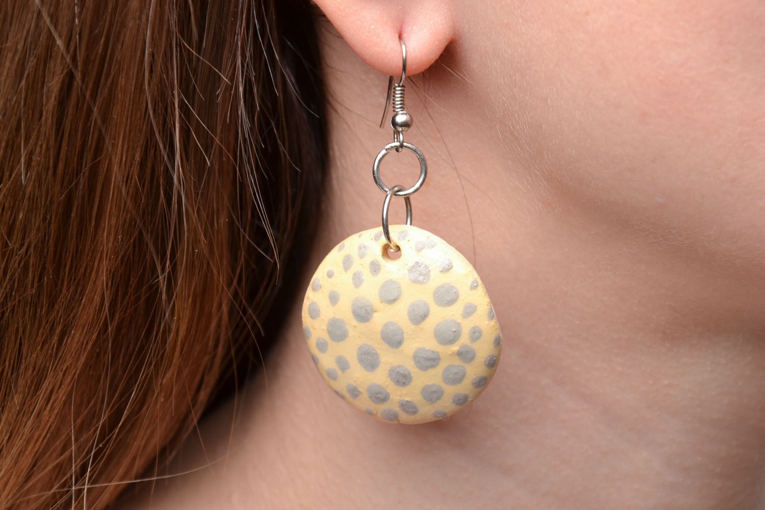 Round clay earrings photo 5