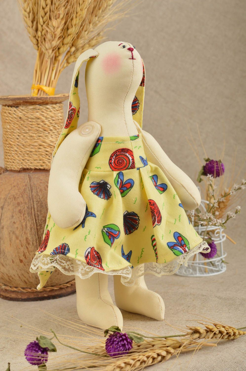 Игрушка заяц мягкая игрушка ручной работы игрушка из ткани авторская игрушка фото 1