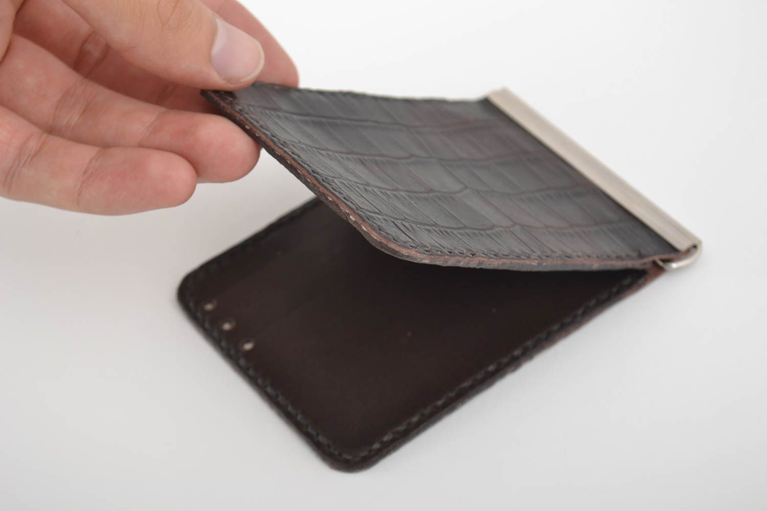 Geldklammer Leder handmade Geldbörse mit Geldklammer Leder Accessoires Geschenk  foto 5