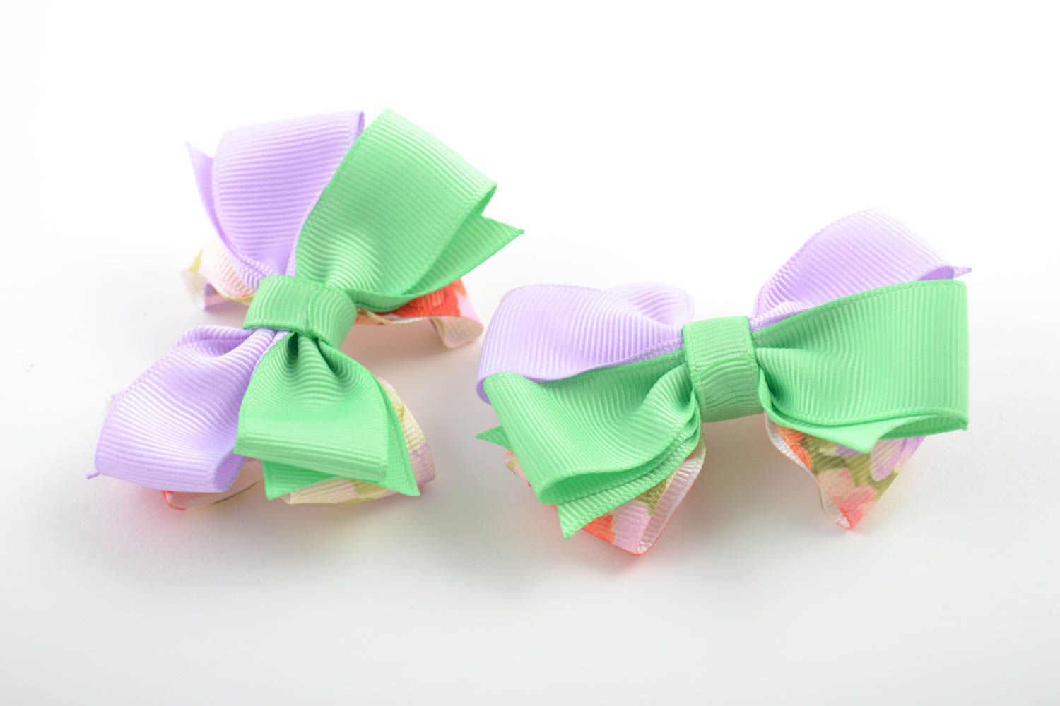 Set of 2 handmade ribbons bows hair bows supplies jewelry making bows for hair photo 3