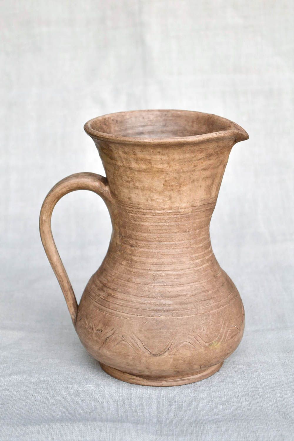 Jarra de barro hecha a mano decorada vajilla de cerámica accesorio de cocina foto 3