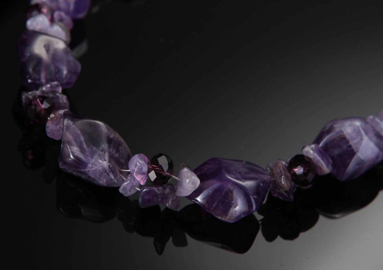 Necklace with amethyst on a jewelry rope photo 4