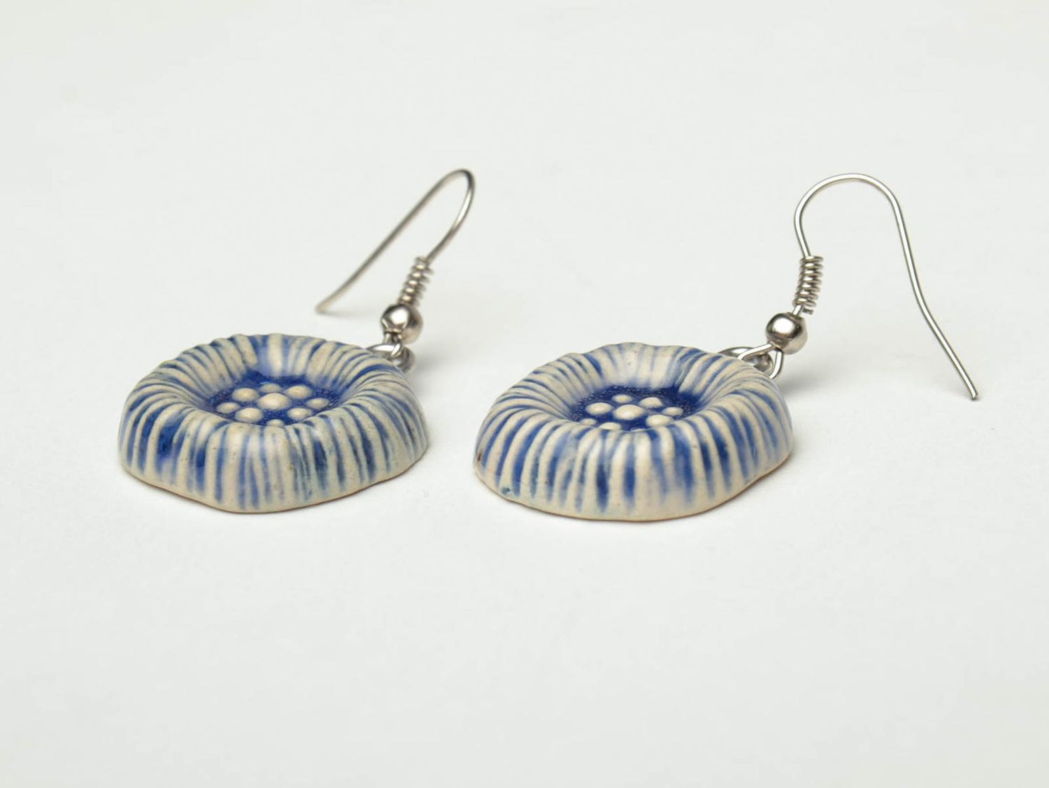 Unusual ceramic earrings with painting photo 3