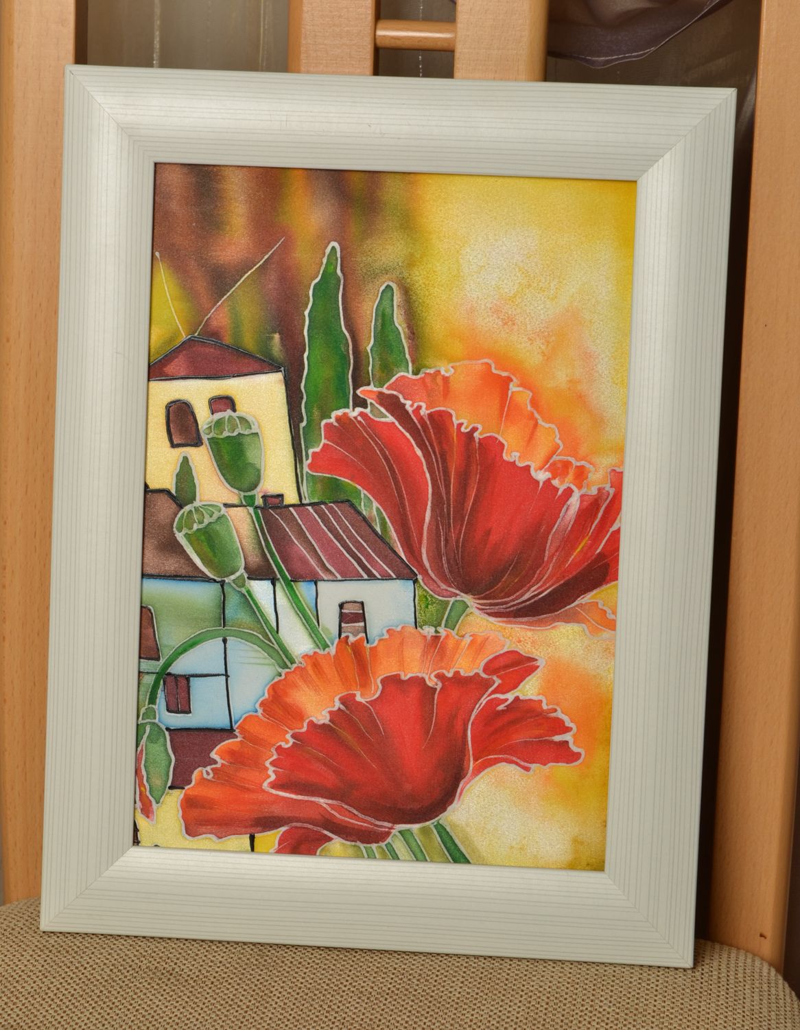 Acrylic painting on chiffon canvas Poppies photo 1