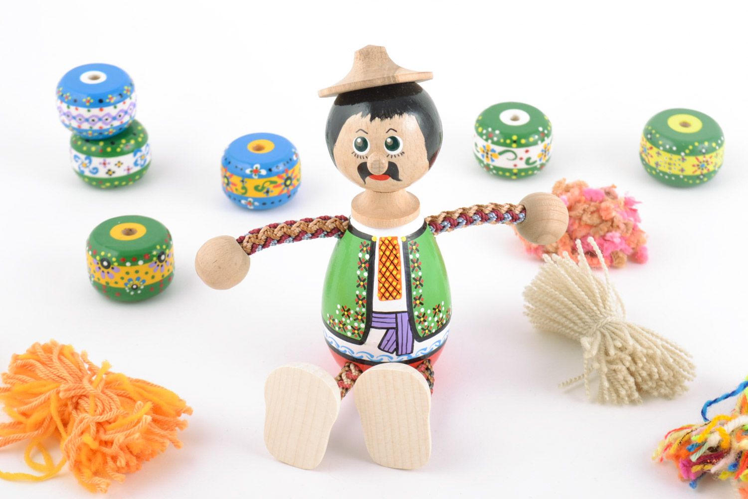 Handmade decorative unusual eco-friendly wooden doll Boy great present for children photo 1
