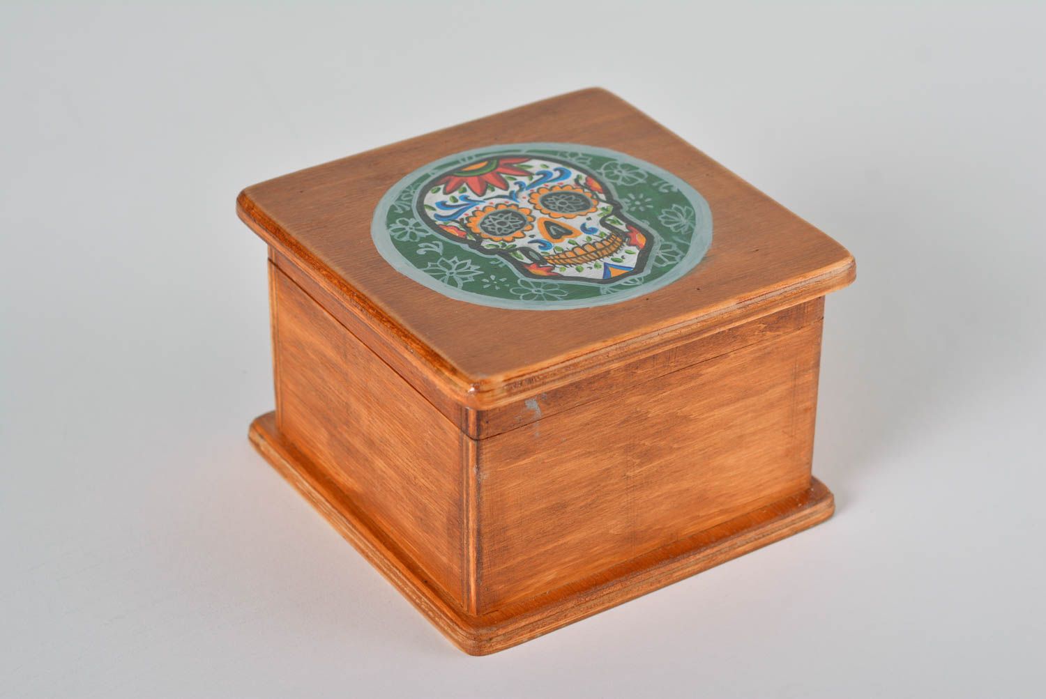 Unusual beautiful handmade plywood jewelry box with painting photo 1