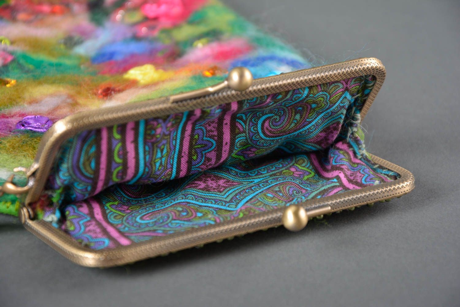 Сумка ручной работы женская сумка разноцветная длинная на цепочке сумка валяние фото 2