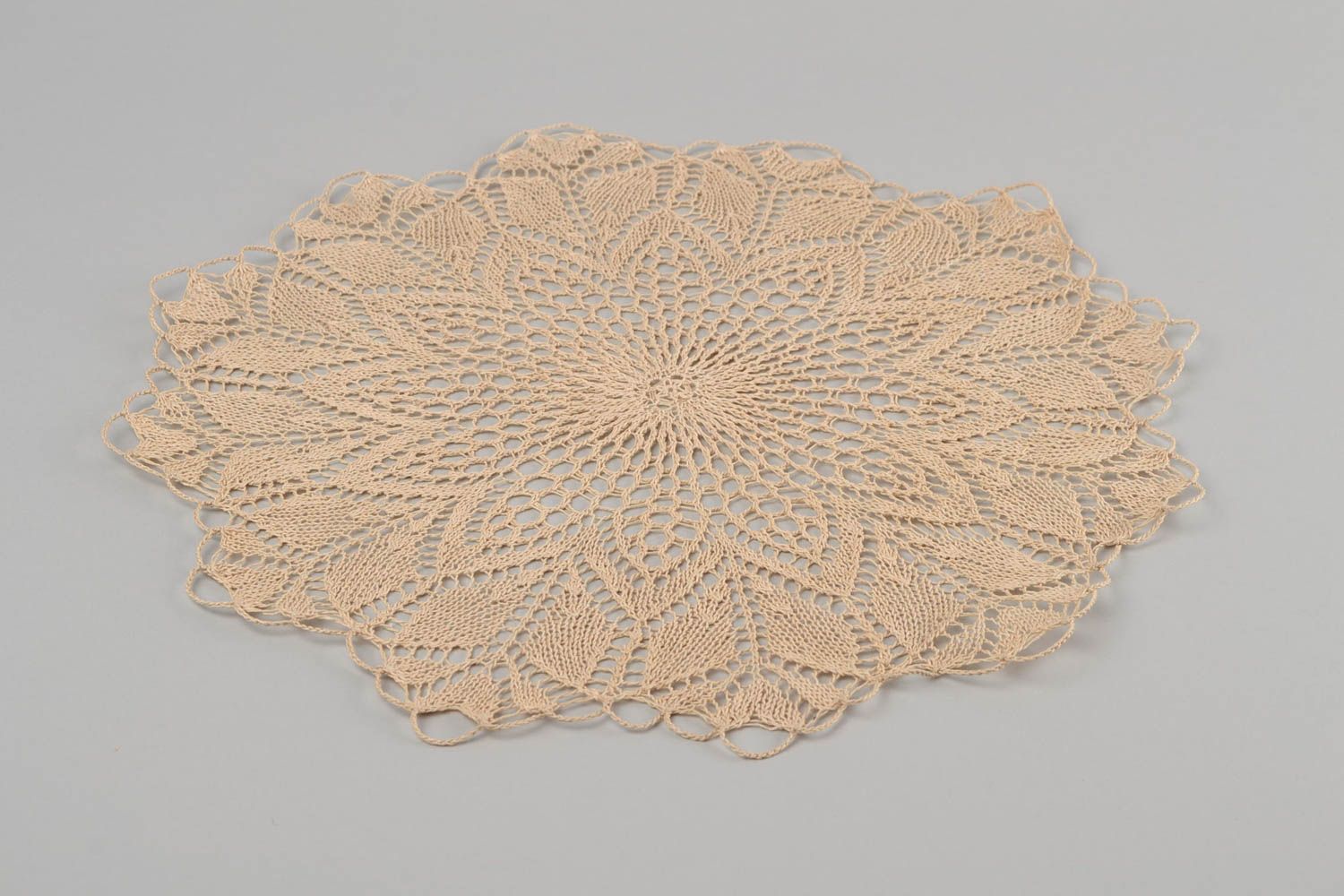 Designer crocheted napkin handmade lace round tablecloth unique interior decor photo 5