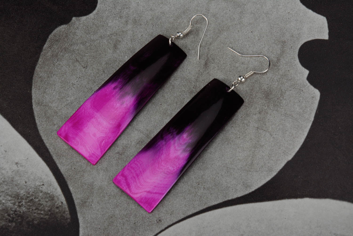 Long Earrings Made of Polished Cow Horn photo 2